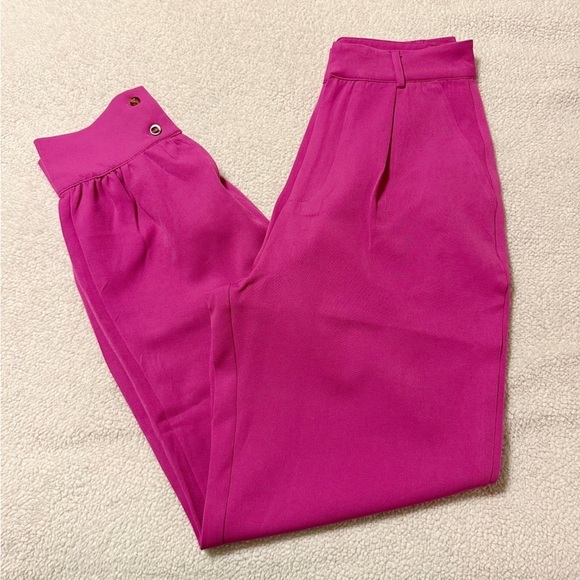 ASOS Heartbreak Barbie Pink Button Cuff Tailored Trousers Barbiecore Pants - Picture 12 of 14